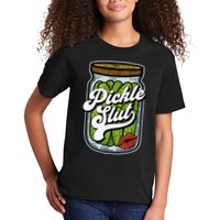 Dill Pickle Slut Funny Rude Humor Pickle Lover Jar Retro Kids T-Shirt