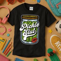 Dill Pickle Slut Funny Rude Humor Pickle Lover Jar Retro Kids T-Shirt