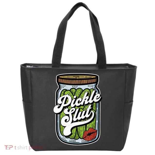 Dill Pickle Slut Funny Rude Humor Pickle Lover Jar Retro Zip Tote Bag
