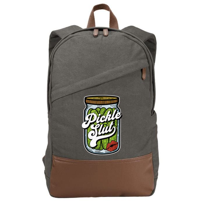 Dill Pickle Slut Funny Rude Humor Pickle Lover Jar Retro Cotton Canvas Backpack