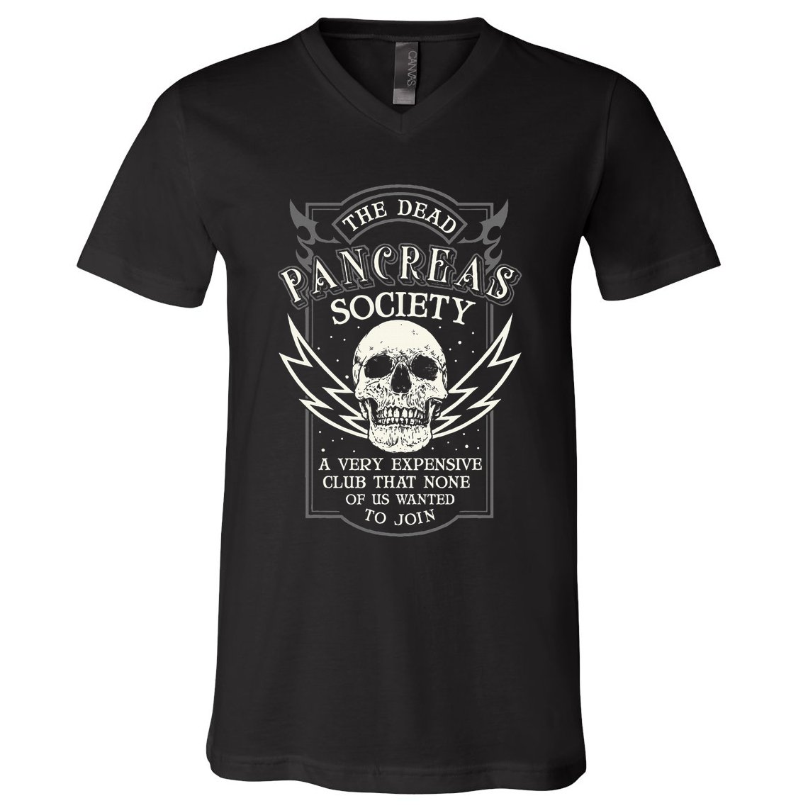 Dead Pancreas Society Type 1 Diabetes T1d Diabetic Awareness V-Neck T-Shirt