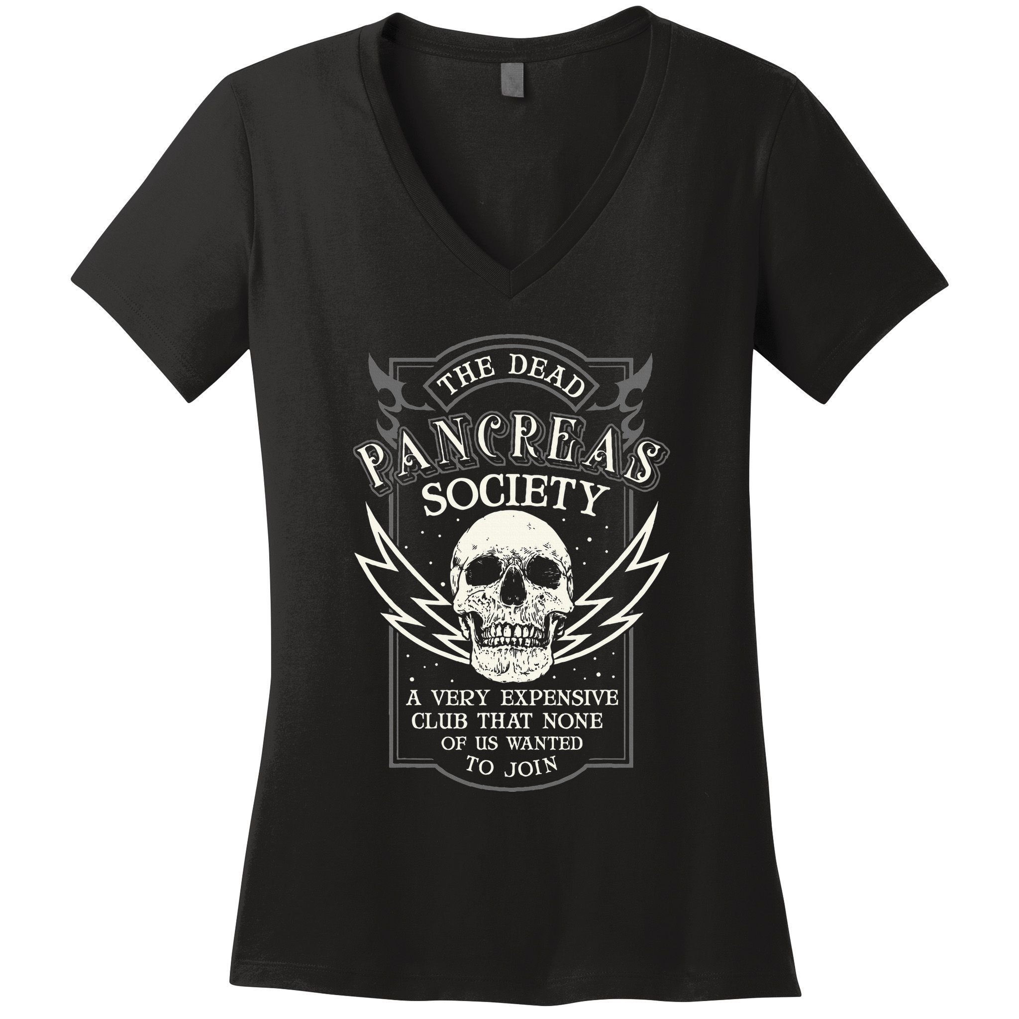 Dead Pancreas Society Type 1 Diabetes T1d Diabetic Awareness Women's V-Neck T-Shirt