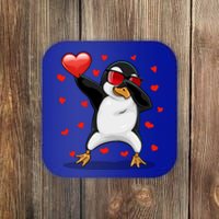 Dabbing Penguin Sunglasses Heart Valentines Day Zoo Lover Gift Coaster