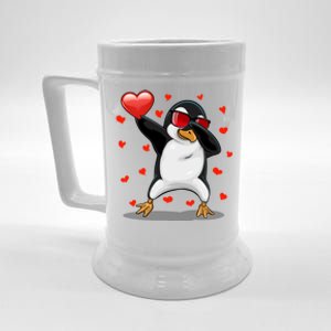 Dabbing Penguin Sunglasses Heart Valentines Day Zoo Lover Gift Beer Stein