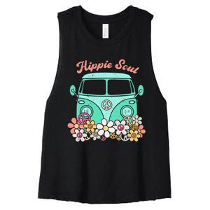 Daisy Peace Sign Hippie Soul Flower Lovers Gifts Women's Racerback Cropped Tank