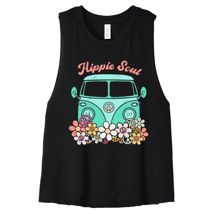 Daisy Peace Sign Hippie Soul Flower Lovers Gifts Women's Racerback Cropped Tank