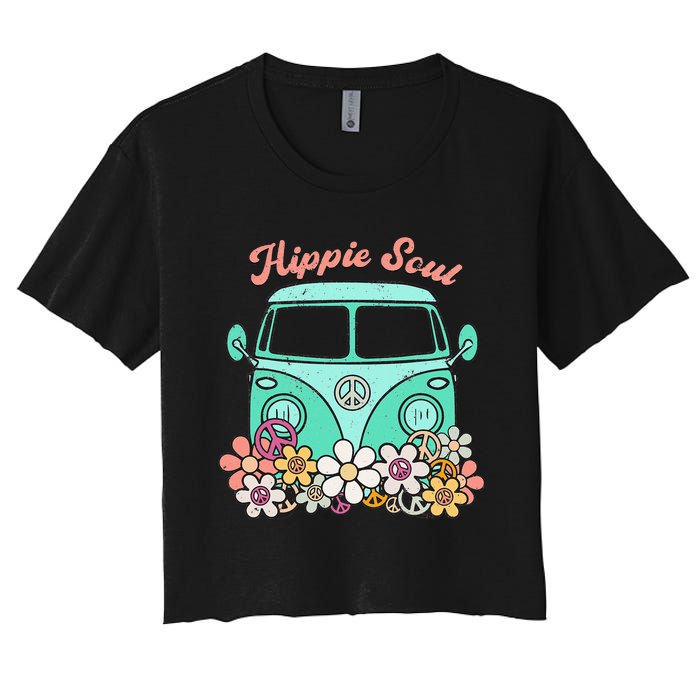 Daisy Peace Sign Hippie Soul Flower Lovers Gifts Women's Crop Top Tee