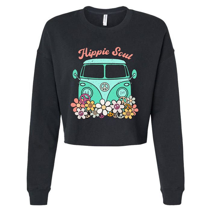 Daisy Peace Sign Hippie Soul Flower Lovers Gifts Cropped Pullover Crew