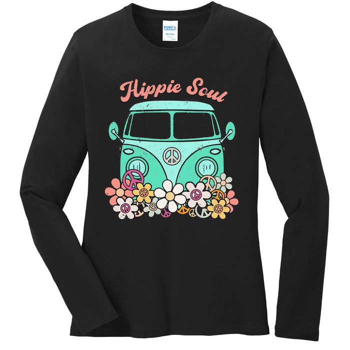 Daisy Peace Sign Hippie Soul Flower Lovers Gifts Ladies Long Sleeve Shirt