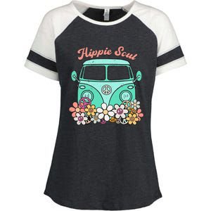 Daisy Peace Sign Hippie Soul Flower Lovers Gifts Enza Ladies Jersey Colorblock Tee