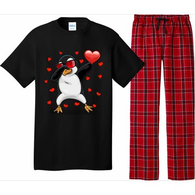 Dabbing Penguin Sunglasses Valentine's Day Heart Cute Gift Pajama Set