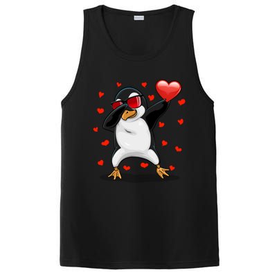 Dabbing Penguin Sunglasses Valentine's Day Heart Cute Gift PosiCharge Competitor Tank