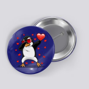 Dabbing Penguin Sunglasses Valentine's Day Heart Cute Gift Button