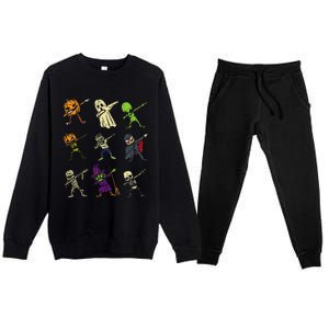 Dab Pumpkin Skeleton Ghost Alien Zombie Halloween Premium Crewneck Sweatsuit Set