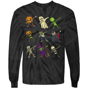 Dab Pumpkin Skeleton Ghost Alien Zombie Halloween Tie-Dye Long Sleeve Shirt