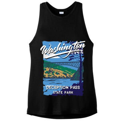 Deception Pass State Park Washington Evergreen State Camping Ladies PosiCharge Tri-Blend Wicking Tank