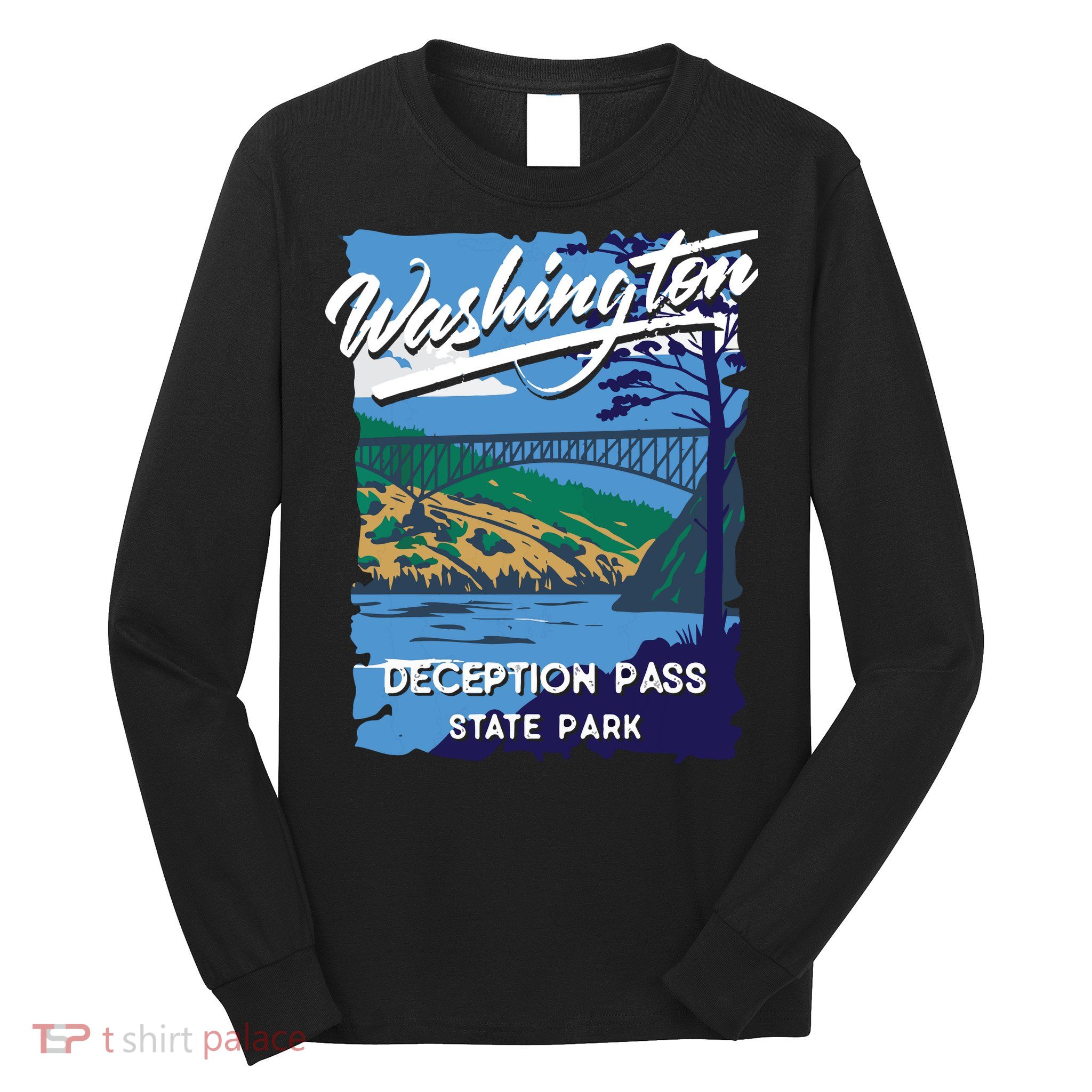 Deception Pass State Park Washington Evergreen State Camping Long Sleeve Shirt
