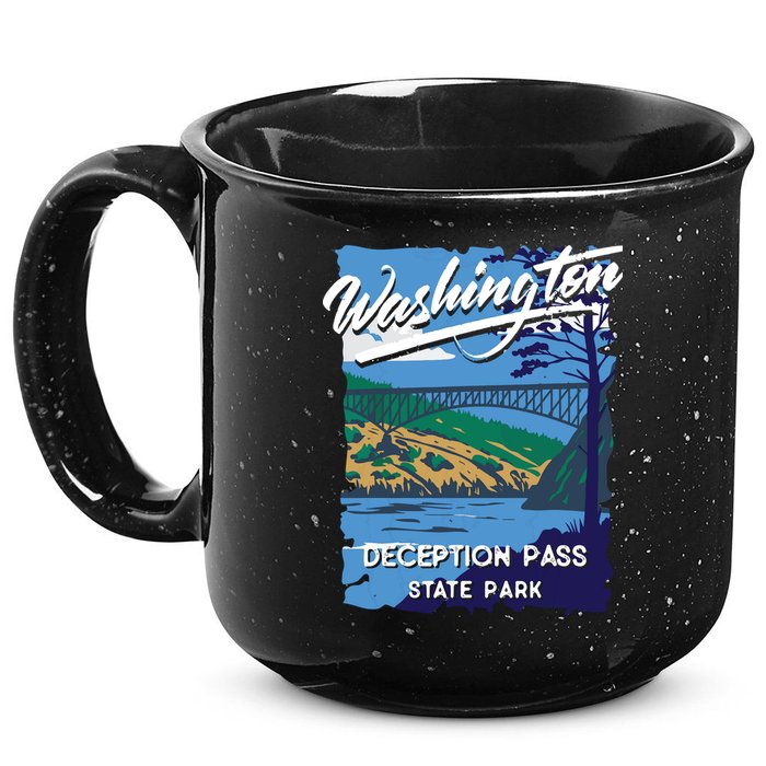 Deception Pass State Park Washington Evergreen State Camping 15oz Campfire Ceramic Mug
