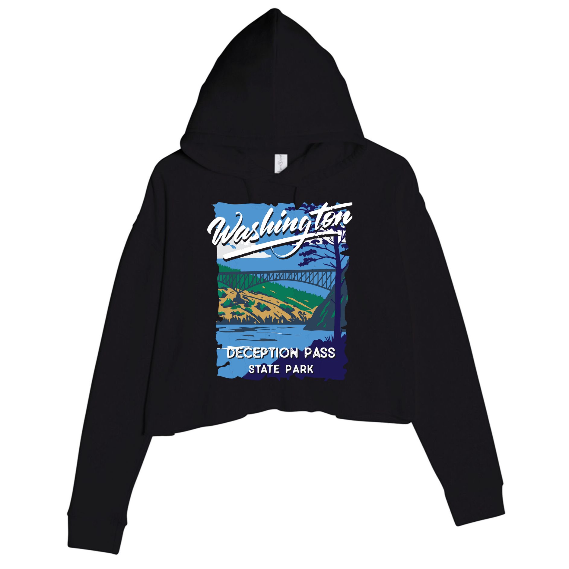 Deception Pass State Park Washington Evergreen State Camping Crop Fleece Hoodie