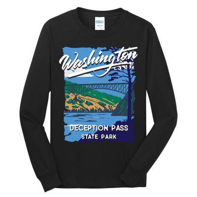 Deception Pass State Park Washington Evergreen State Camping Tall Long Sleeve T-Shirt