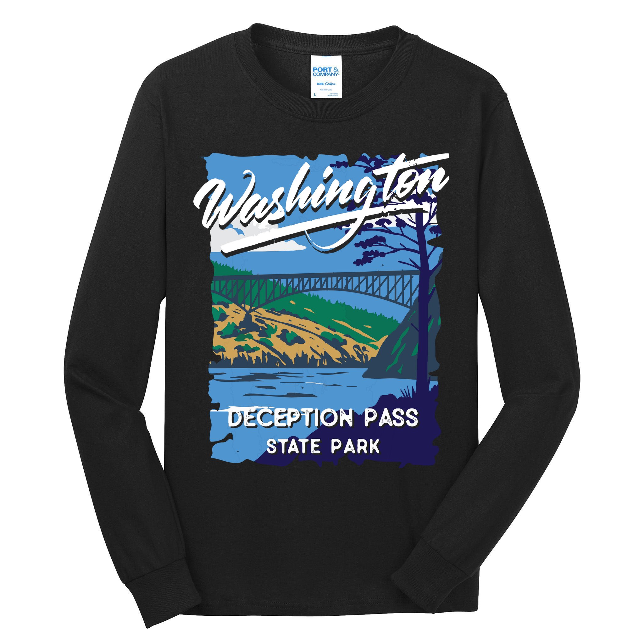 Deception Pass State Park Washington Evergreen State Camping Tall Long Sleeve T-Shirt