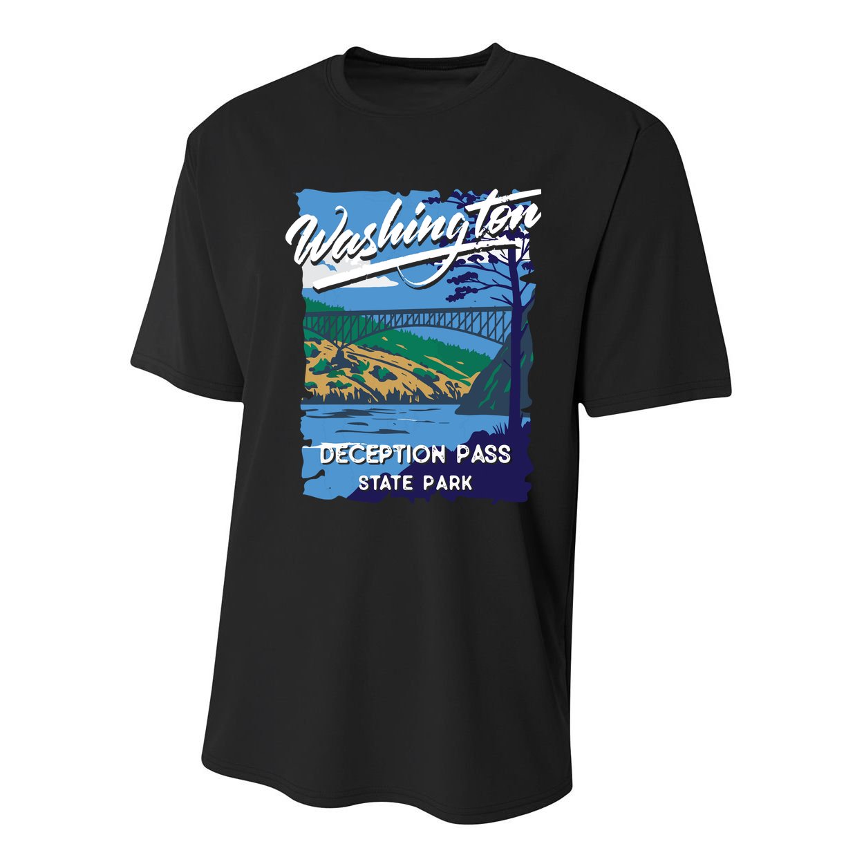 Deception Pass State Park Washington Evergreen State Camping Youth Performance Sprint T-Shirt