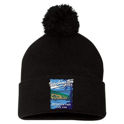 Deception Pass State Park Washington Evergreen State Camping Pom Pom 12in Knit Beanie