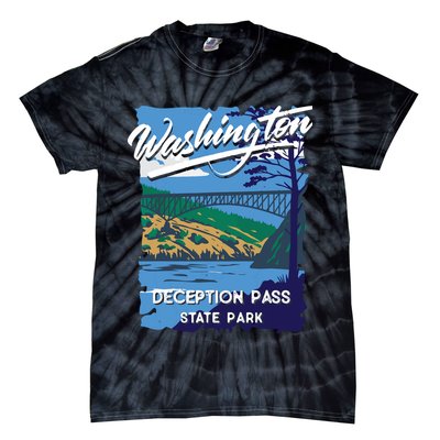 Deception Pass State Park Washington Evergreen State Camping Tie-Dye T-Shirt