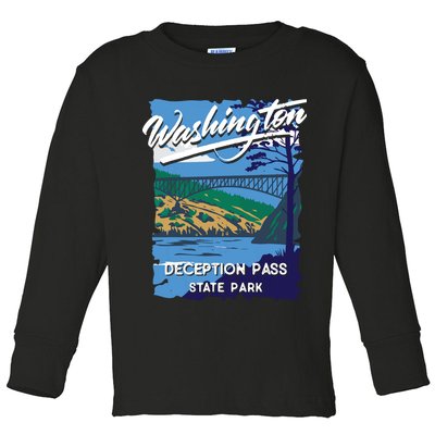 Deception Pass State Park Washington Evergreen State Camping Toddler Long Sleeve Shirt