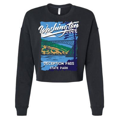 Deception Pass State Park Washington Evergreen State Camping Cropped Pullover Crew