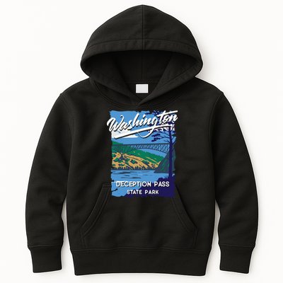 Deception Pass State Park Washington Evergreen State Camping Kids Hoodie