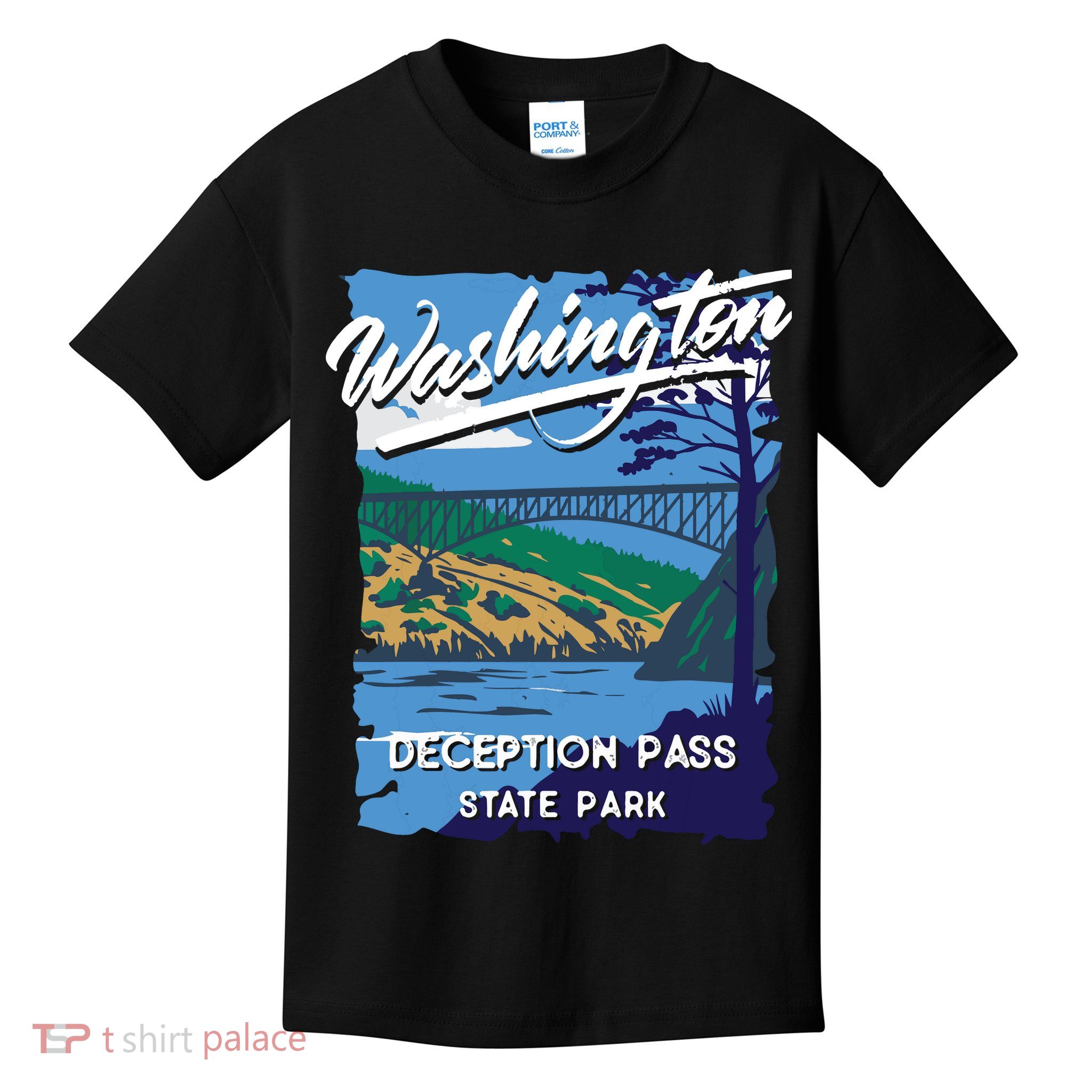 Deception Pass State Park Washington Evergreen State Camping Kids T-Shirt