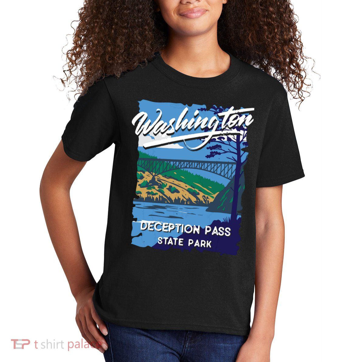 Deception Pass State Park Washington Evergreen State Camping Kids T-Shirt