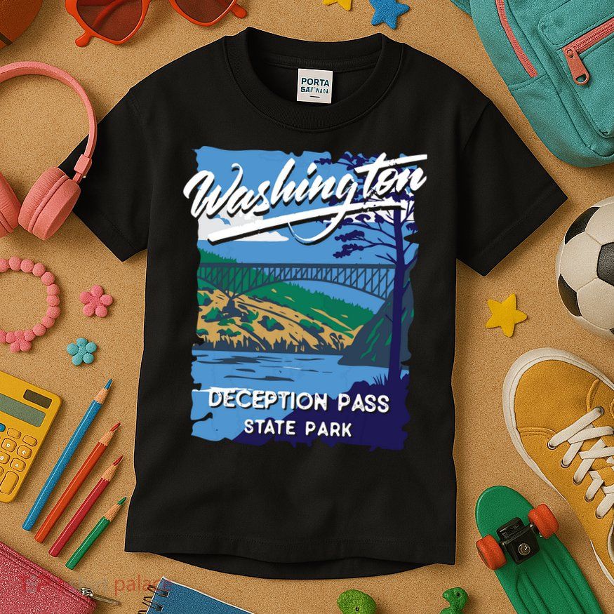 Deception Pass State Park Washington Evergreen State Camping Kids T-Shirt