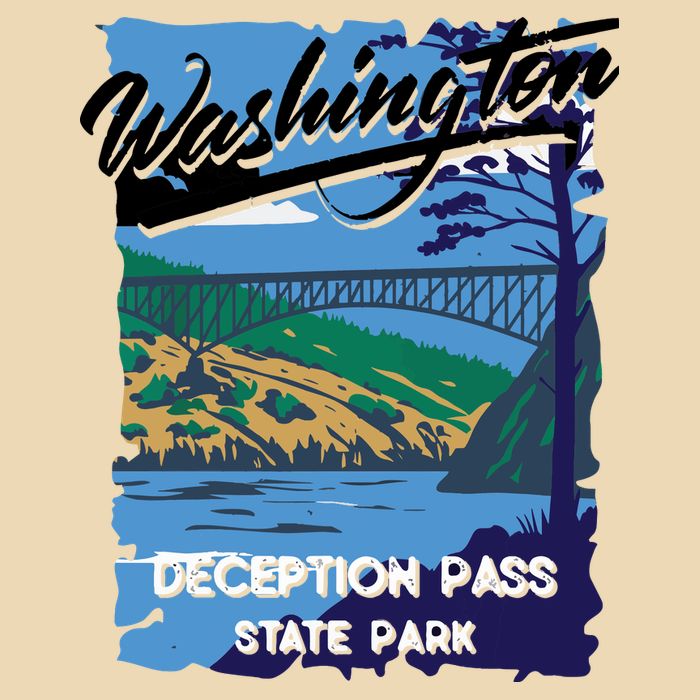 Deception Pass State Park Washington Evergreen State Camping V-Neck T-Shirt