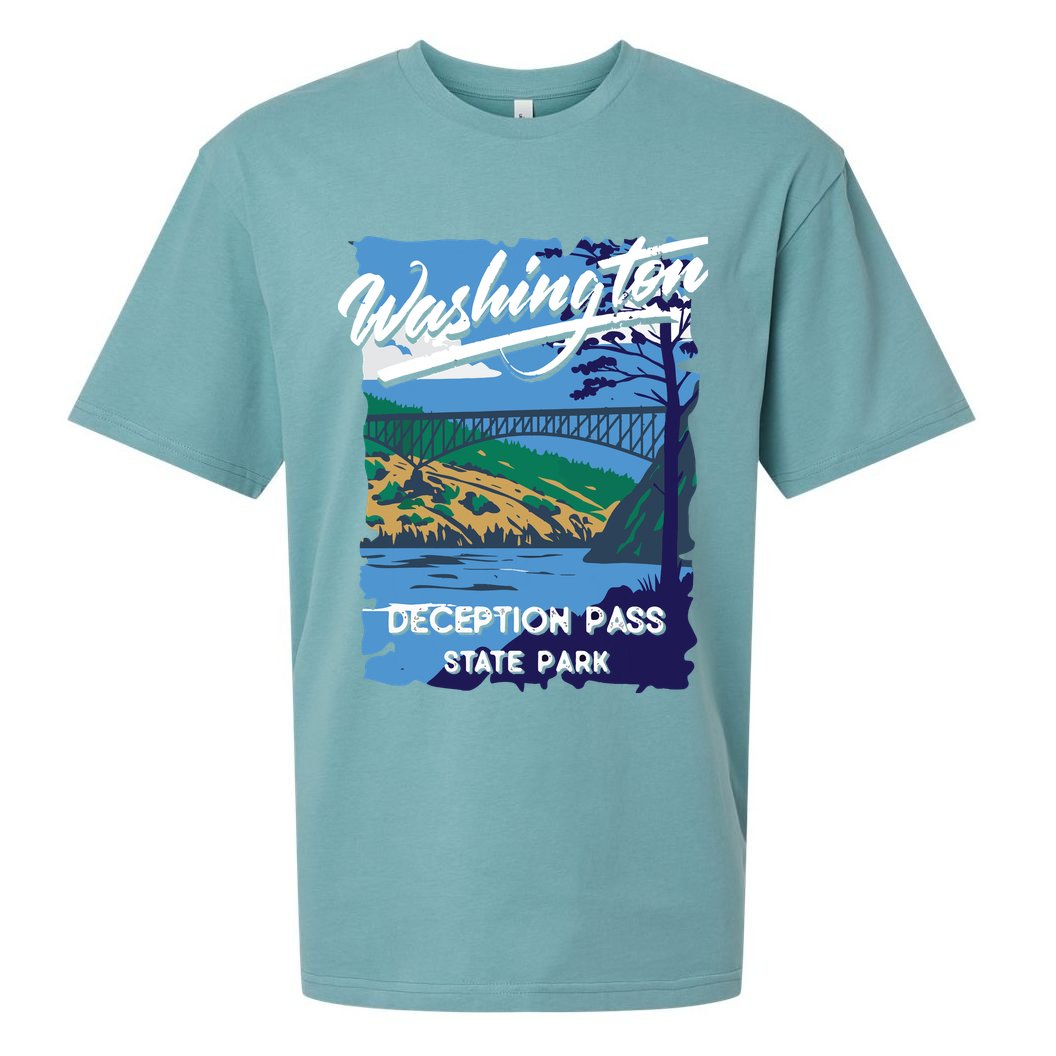 Deception Pass State Park Washington Evergreen State Camping Sueded Cloud Jersey T-Shirt