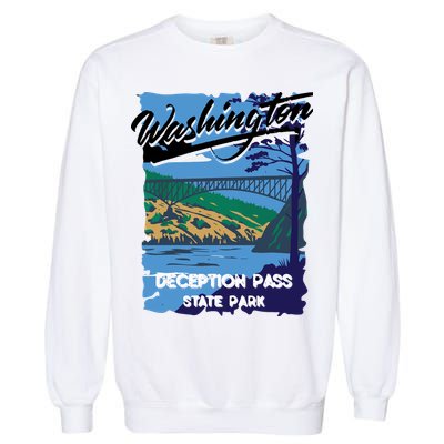 Deception Pass State Park Washington Evergreen State Camping Garment-Dyed Sweatshirt