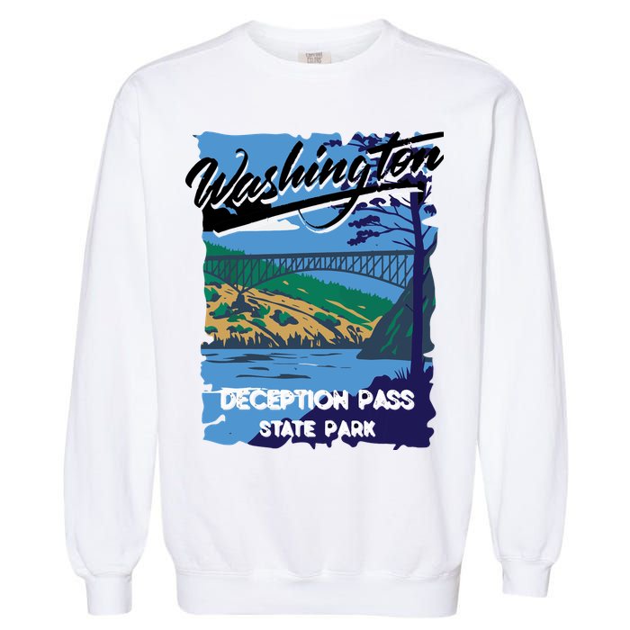 Deception Pass State Park Washington Evergreen State Camping Garment-Dyed Sweatshirt