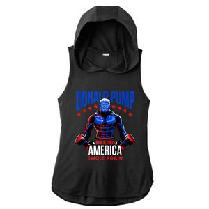 Donald Pump Swole America Trump Weight Lifting Gym Fitness Ladies PosiCharge Tri-Blend Wicking Draft Hoodie Tank