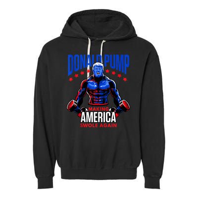 Donald Pump Swole America Trump Weight Lifting Gym Fitness Garment-Dyed Fleece Hoodie