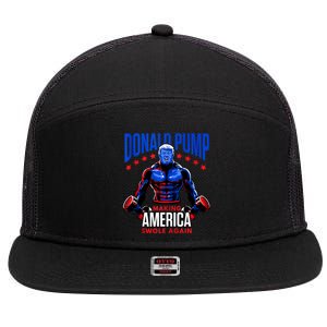 Donald Pump Swole America Trump Weight Lifting Gym Fitness 7 Panel Mesh Trucker Snapback Hat