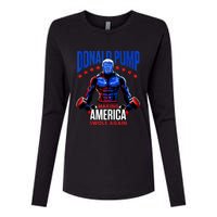 Donald Pump Swole America Trump Weight Lifting Gym Fitness Womens Cotton Relaxed Long Sleeve T-Shirt