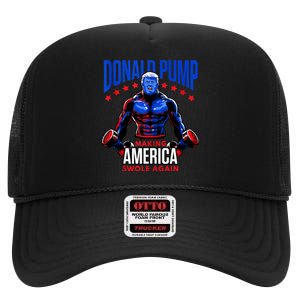 Donald Pump Swole America Trump Weight Lifting Gym Fitness High Crown Mesh Back Trucker Hat