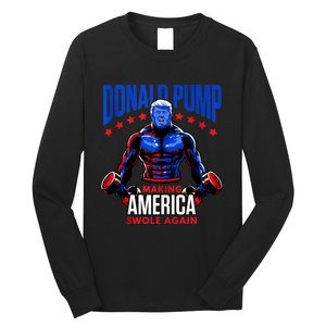 Donald Pump Swole America Trump Weight Lifting Gym Fitness Long Sleeve Shirt