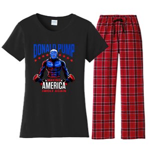 Donald Pump Swole America Trump Weight Lifting Gym Fitness Women's Flannel Pajama Set