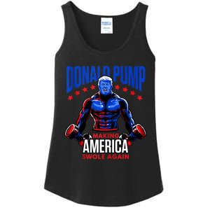 Donald Pump Swole America Trump Weight Lifting Gym Fitness Ladies Essential Tank