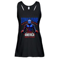 Donald Pump Swole America Trump Weight Lifting Gym Fitness Ladies Essential Flowy Tank