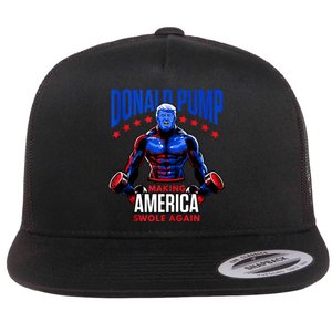 Donald Pump Swole America Trump Weight Lifting Gym Fitness Flat Bill Trucker Hat