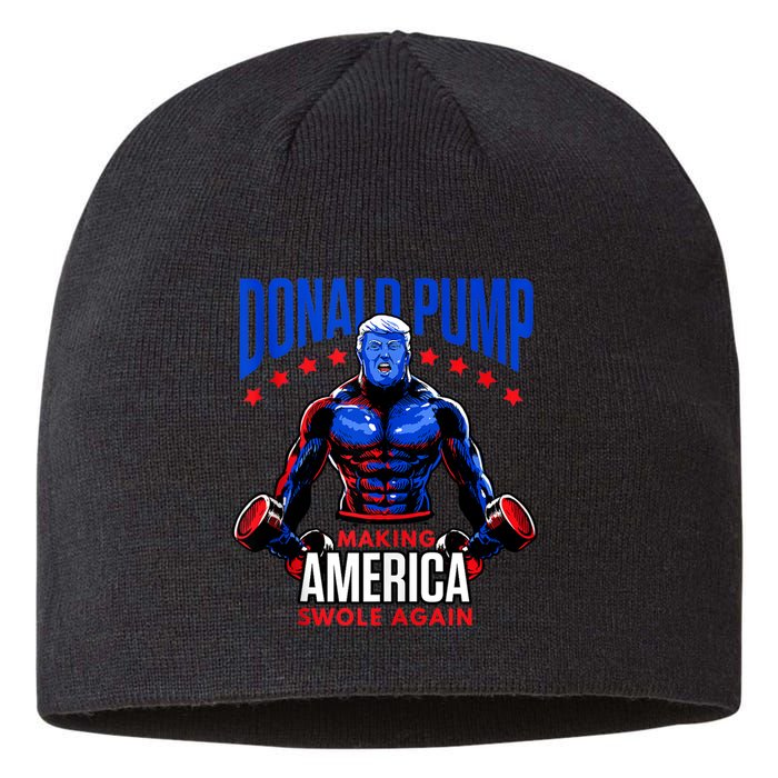 Donald Pump Swole America Trump Weight Lifting Gym Fitness Sustainable Beanie