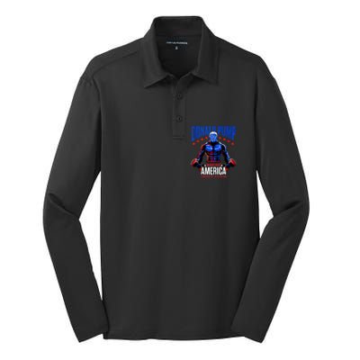 Donald Pump Swole America Trump Weight Lifting Gym Fitness Silk Touch Performance Long Sleeve Polo